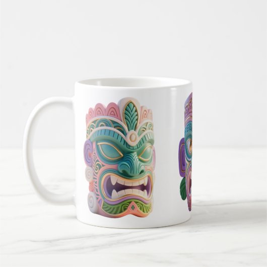 Modern Pop Art Tiki Head Mask Kaffeetasse (Links)