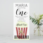 Modern Popcorn Movies Ticket Style Party Einladung (Stehend Vorderseite)