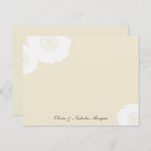 Modern Poppies Flat Dankeschön Karte - Mandeln (Vorne/Hinten)