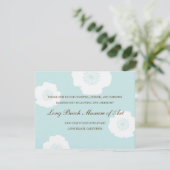 Modern Poppies Wedding Reception Card - Aqua Blue Begleitkarte (Stehend Vorderseite)