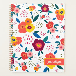 Modern Poppy Floral Muster Korallen Name Planer