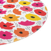 Modern Poppy Pink Red Orange Floral Dots Pattern  Schneidebrett (Ecke)