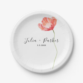 Modern Poppy Red Wedding Pappteller