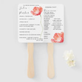 Modern Poppy Red Wedding Program Hand Fan Fächer (Vorne und Hinten)