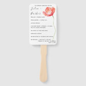 Modern Poppy Red Wedding Program Hand Fan Fächer (Vorderseite)