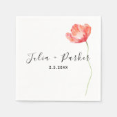 Modern Poppy Red Wedding Serviette (Vorderseite)