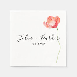 Modern Poppy Red Wedding Serviette