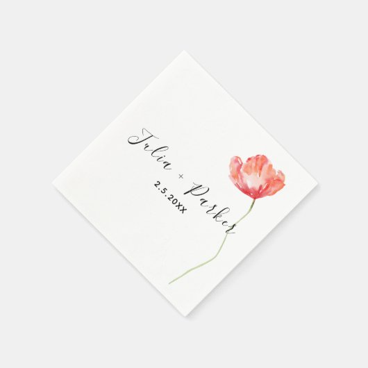 Modern Poppy Red Wedding Serviette (Ecke)