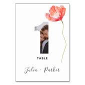 Modern Poppy Red Wedding Tischnummer (Vorderseite)
