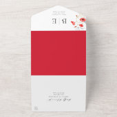 Modern Poppy Red Wildblumen Monogram Wedding All In One Einladung (Außenbereich)
