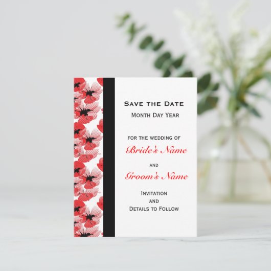 Modern Poppy Save the Date (Stehend Vorderseite)