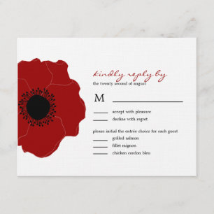 Modern Poppy Wedding RSVP/Response Cards (rot) RSVP Karte