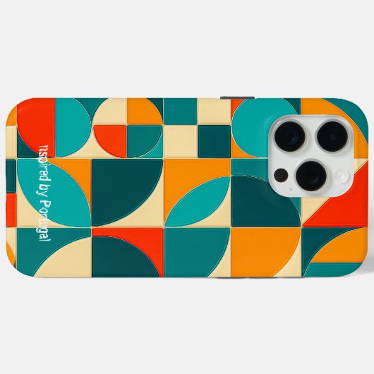 Modern Portuguese Azulejo Tile Pattern iPhone Case (Rückseite (Horizontal))