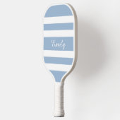 Modern Powder Blue Script Name Pickleball Schläger (Links)