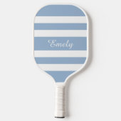 Modern Powder Blue Script Name Pickleball Schläger (Rückseite)