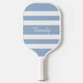 Modern Powder Blue Script Name Pickleball Schläger (Vorderseite)
