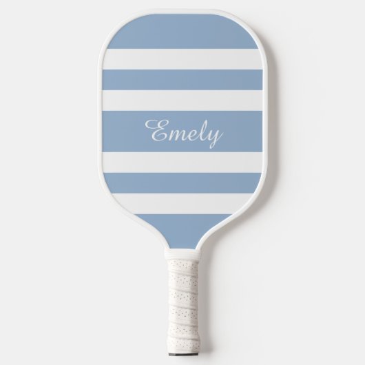 Modern Powder Blue Script Name Pickleball Schläger (Vorderseite)