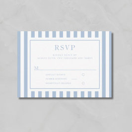 Modern Powder Blue Stripes Wedding  RSVP Karte
