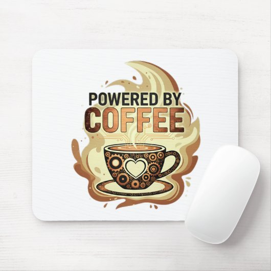 Modern Powered by Coffee – Trendige Kaffeedrucksch Mousepad (Mit Mouse)