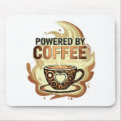 Modern Powered by Coffee – Trendige Kaffeedrucksch Mousepad (Vorne)