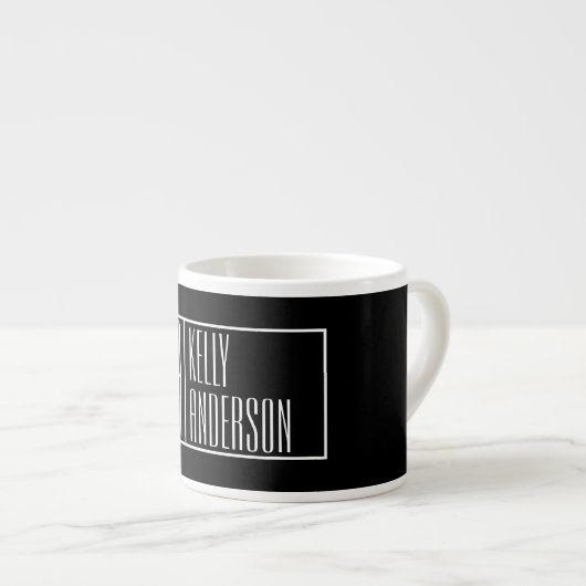 Modern präsentierte Logos und Namen | Schwarz/Weiß Espressotasse (Vorderseite Rechts)