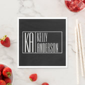 Modern präsentierte Logos und Namen | Schwarz/Weiß Serviette (Beispiel)