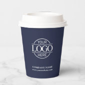 Modern präsentiertes Logo für Navy Blue Corporate Pappbecher (Rückseite)