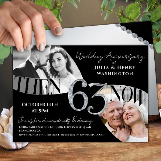 Modern Premium 63rd Wedding Anniversary Einladung