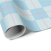 Modern Preppy Blue & Pink Plaid Wrapping Paper Geschenkpapier (Rolleneckpunkt)