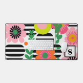 Modern Preppy Pink farbenfroh floral monogram Lett Schreibtischunterlage (Tastatur & Maus)