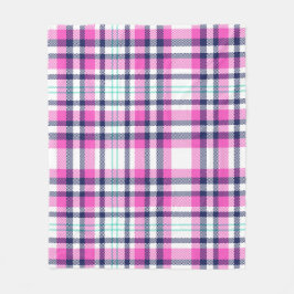 Modern Preppy Pink Navy White Girl Tartan Muster Fleecedecke