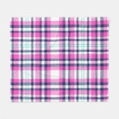 Modern Preppy Pink Navy White Girl Tartan Muster Fleecedecke (Vorderseite (Horizontal))