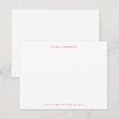 Modern Preppy Pink Personalized Flat Mitteilungskarte (Vorne/Hinten)