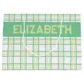 Modern Preppy Plaid Green Lime Pattern Große Geschenktüte (Vorderseite)