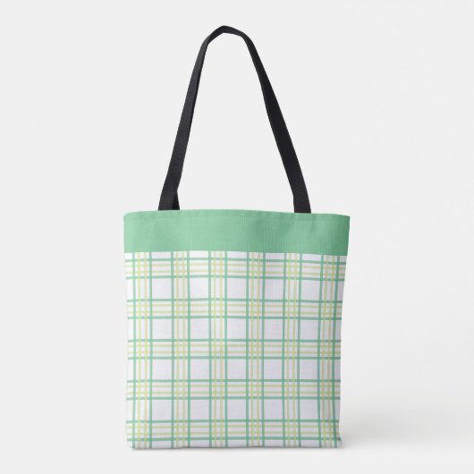 Modern Preppy Plaid Green Lime Pattern Tasche (Rückseite)