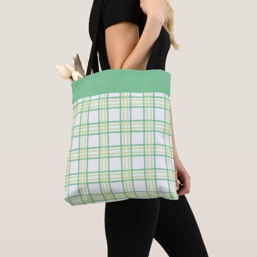 Modern Preppy Plaid Green Lime Pattern Tasche (Von Nahem)