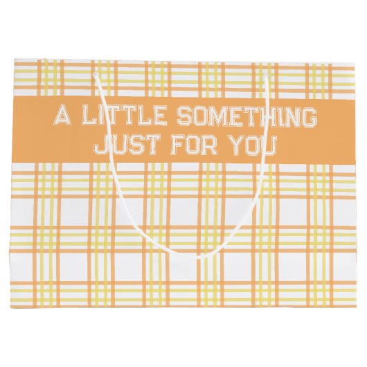Modern Preppy Plaid Orange Yellow Pattern Große Geschenktüte (Rückseite)