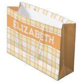 Modern Preppy Plaid Orange Yellow Pattern Große Geschenktüte (Vorderseite Schrägansicht)