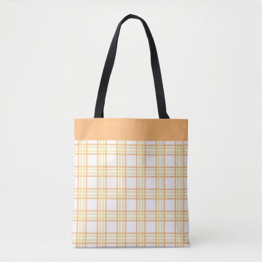 Modern Preppy Plaid Orange Yellow Pattern Tasche (Vorderseite)