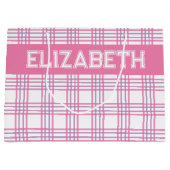 Modern Preppy Plaid Pink Purple Pattern Große Geschenktüte (Vorderseite)