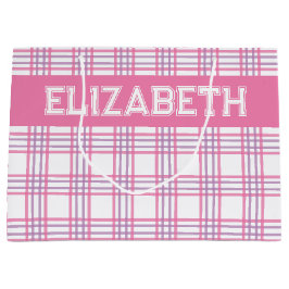Modern Preppy Plaid Pink Purple Pattern Große Geschenktüte