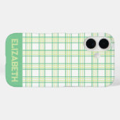 Modern Preppy Plaid Varsity Font Green Lime Case-Mate iPhone Hülle (Rückseite (Horizontal))