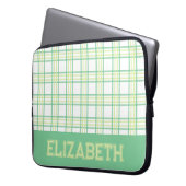 Modern Preppy Plaid Varsity Font Green Lime Laptopschutzhülle (Vorderseite Links)
