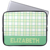Modern Preppy Plaid Varsity Font Green Lime Laptopschutzhülle (Vorderseite)
