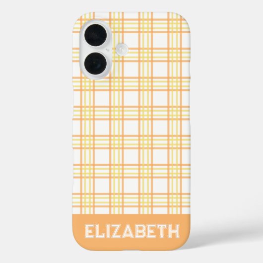 Modern Preppy Plaid Varsity Font Orange Yellow Case-Mate iPhone Hülle (Rückseite)