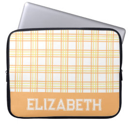 Modern Preppy Plaid Varsity Font Orange Yellow Laptopschutzhülle