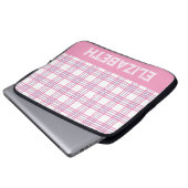Modern Preppy Plaid Varsity Font Pink Purple Laptopschutzhülle (Vorne Knopf)