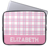 Modern Preppy Plaid Varsity Font Pink Purple Laptopschutzhülle (Vorderseite)