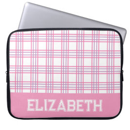 Modern Preppy Plaid Varsity Font Pink Purple Laptopschutzhülle