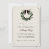 Modern Preppy Plaid Wreath Christmas Party Einladung (Vorderseite)